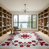Red Floral Vintage Area Rug