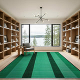 Vibrant Green Vertical Stripe Woven Rug