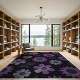 Purple Sunflower Floral Area Rug