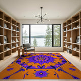 Vibrant Purple Orange Geometric Mandala Rug