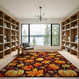 Autumn Pumpkin Harvest Leaves Acorns Rug