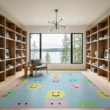 Playful Cartoon Happy Faces Area Rug