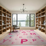 Playful Pink Alphabet Kids Cartoon Area Rug