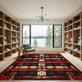 Bold Red Dice Geometric Area Rug