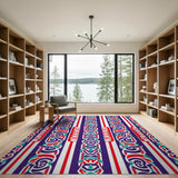 Vibrant Red Purple Teal Tribal Striped Rug