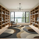 Brown and Tan Modern Geometric Brown Tan Abstract Area Rug