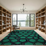 Emerald Green Hexagon Geometric Area Rug