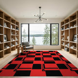Geometric Modern Bold Red Black Geometric Area Rug