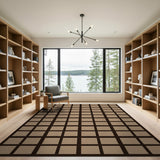 Geometric Modern Beige Gridline Geometric Area Rug