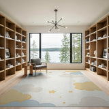 Fluffy Pastel Clouds Stars Kids Rug