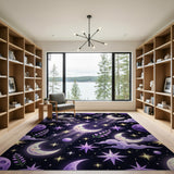 Adorable Smiling Moon Night Sky Rug