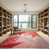 Vibrant Monstera Leaf Area Rug in Pink Red
