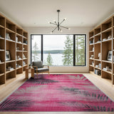Pink Palm Frond Distressed Vintage Area Rug