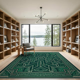Emerald Green Geometric Knotwork Area Rug