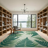 Lush Floral Vintage Lush Green Fern Leaf Area Rug