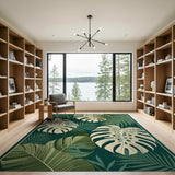 Variegated Monstera Leaf Green Area Rug