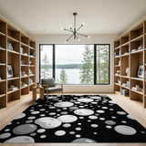 Bubble Burst Black White Abstract Area Rug