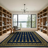 Navy Gold Art Deco Geometric Area Rug