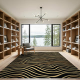 Gold and Silver Gold Wave Abstract Area Rug