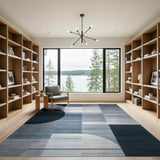 Modern Geometric Navy Grey Area Rug