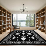 Black and White Intricate Black White Persian Motif Area Rug