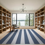 Navy White Striped Coastal Area Rug