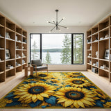 Ornate Sunflower Medley Yellow Area Rug