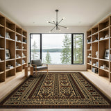 Brown and Tan Brown Tan Heritage Tribal Geometric Rug