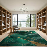 Emerald Green Marble Gold Vein Area Rug
