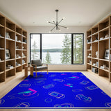 Neon Retro Tech Outline Area Rug