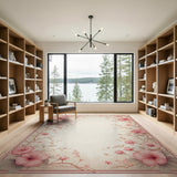 Vintage Pink Hibiscus Floral Area Rug
