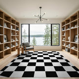Black and White Geometric Modern Bold Black White Checkered Area Rug