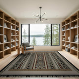 Black and White Heritage Tribal Heritage Tribal Black White Geometric Area Rug