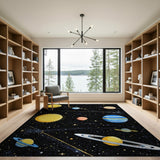Multi-color and Patterns Pixel Art Solar System Area Rug