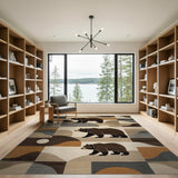 Geometric Bear Landscape Area Rug