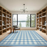Geometric Modern Blue Gingham Checkered Area Rug