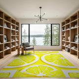 Sunny Lemon Slices Yellow Fruit Pattern Area Rug