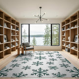 Teal Snowflake Pattern Area Rug