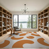Orange Organic Shapes Abstract Area Rug