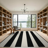 Geometric Modern Black and White Bold Black White Vertical Striped Area Rug