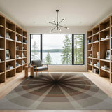 Beige Radial Burst Geometric Area Rug