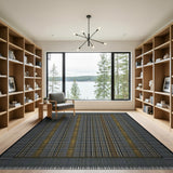 Grey Gold Tribal Grid Area Rug