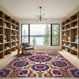 Purple Purple Floral Persian Area Rug