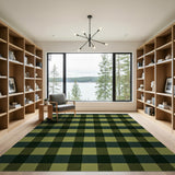 Green Black Plaid Rustic Area Rug