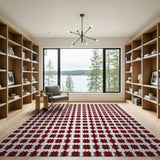 Red Geometric Starburst Area Rug