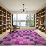 Pink Purple Geometric Mosaic Area Rug