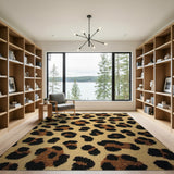 Leopard Print Tufted Area Rug in Beige Brown