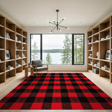 Red Black Buffalo Plaid Farmhouse Rug