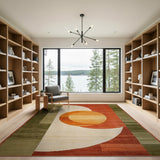 Abstract Sun and Crescent Geometric Area Rug