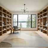 Beige and Neutral Beige Organic Abstract Area Rug